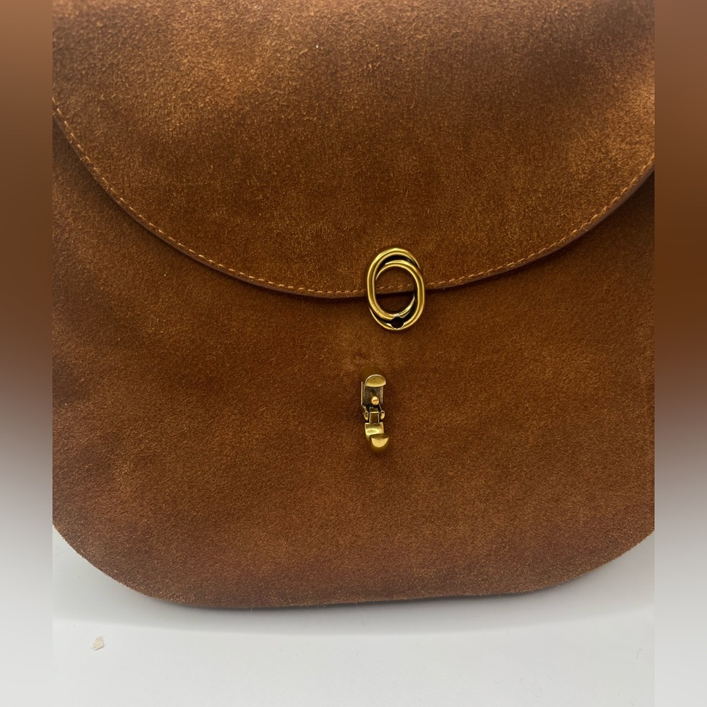 Women’s Brown Faux Suede Leather Convertible Crossbody Hand Bag OS - Picture 5 of 13